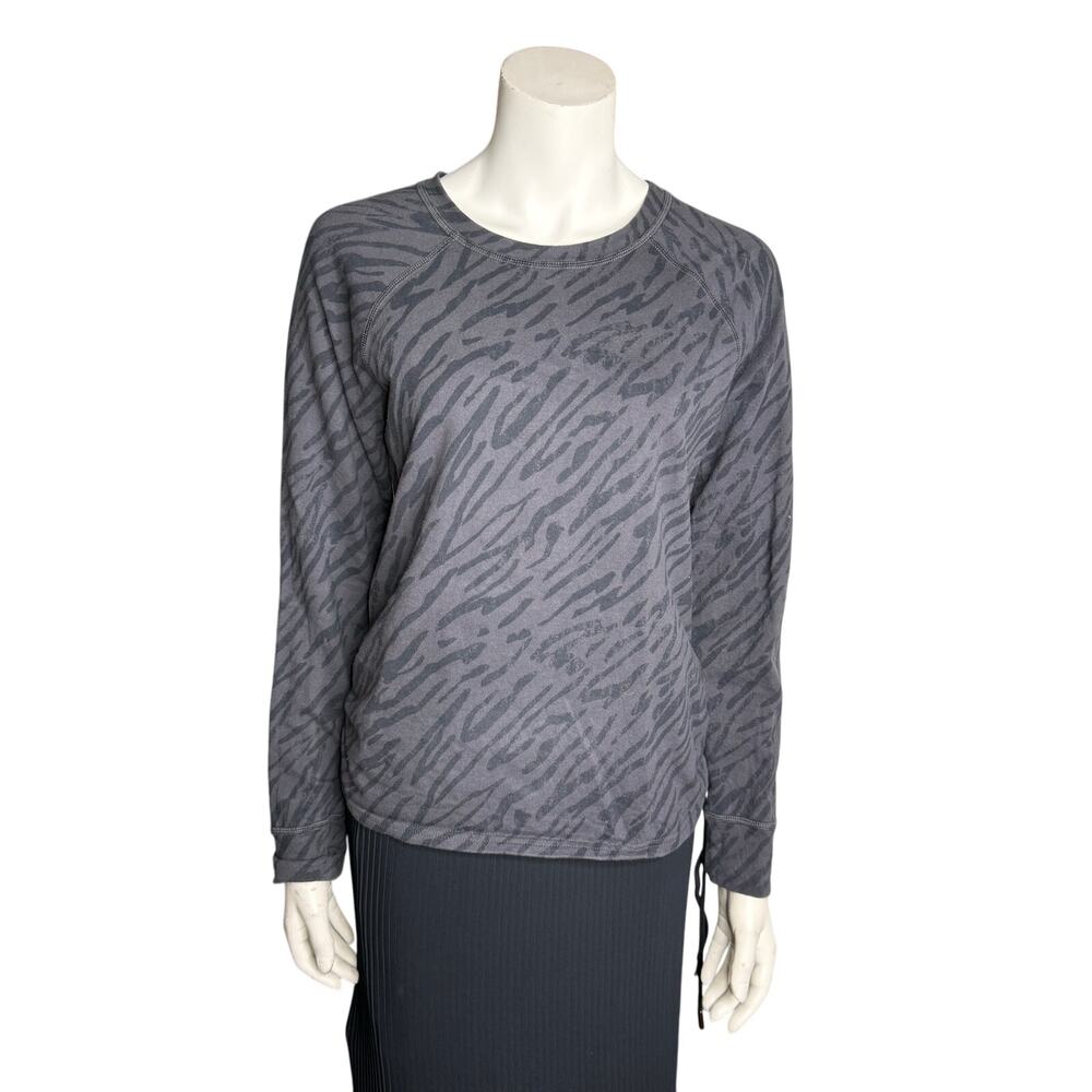PACT Organic Sweatshirt Women's Medium Gray Animal Print Tie Side Organic Cotton